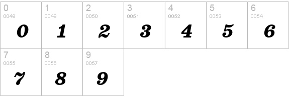 Oxtail Black Italic numbers 0-9 preview