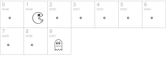 PacFont numbers 0-9 preview