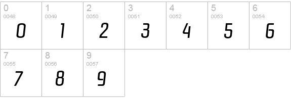 Pasadena-RegularIta numbers 0-9 preview