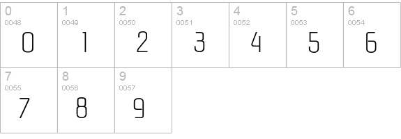 Pasadena-Xlight numbers 0-9 preview