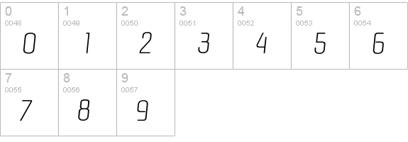 Pasadena-XlightIta numbers 0-9 preview