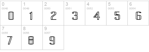 Pecot Outline Bold numbers 0-9 preview