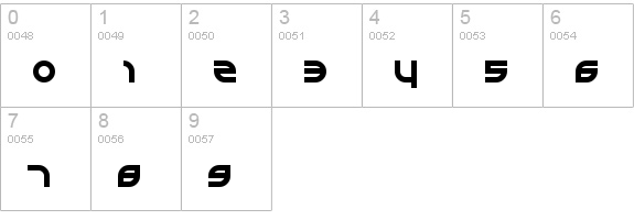Perspire Regular numbers 0-9 preview
