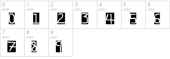 Pf_veryverybadfont7 Inverted numbers 0-9 preview