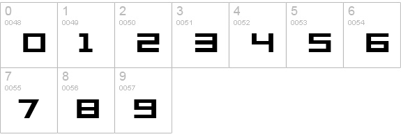 PFTerminalSquare Bold numbers 0-9 preview