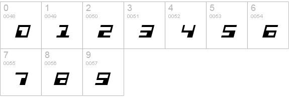 Phaser Bank Italic numbers 0-9 preview