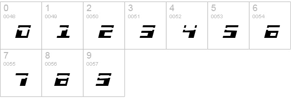 Phaser Bank Laser Italic numbers 0-9 preview