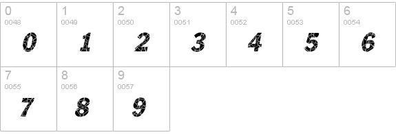 Philadelphia Cracked-Condensed Italic numbers 0-9 preview