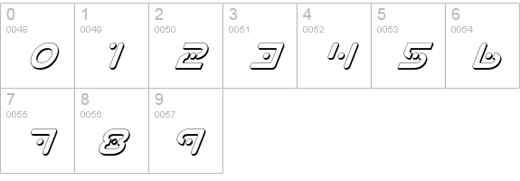 Planet X Shadow Italic numbers 0-9 preview