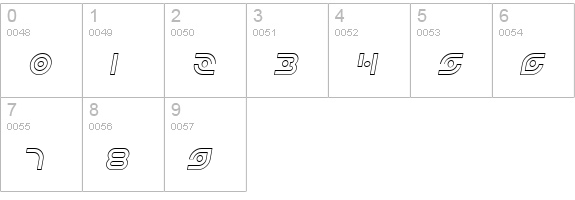 Planetary Orbiter Outline Italic numbers 0-9 preview