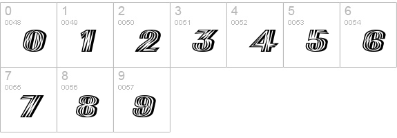 PlankExtended Italic numbers 0-9 preview