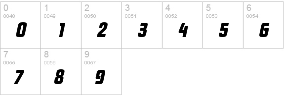 PloverBlack Italic numbers 0-9 preview