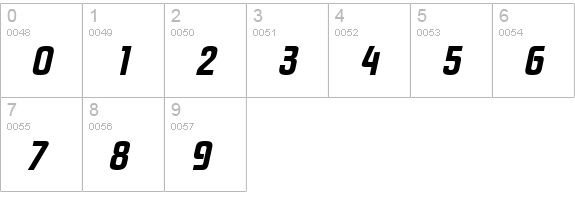 PloverExtrabold Italic numbers 0-9 preview