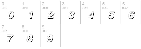 Pragmatica Shadow Oblique numbers 0-9 preview