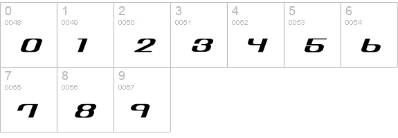 PTAF-Italic numbers 0-9 preview