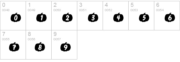 Pumpkinese numbers 0-9 preview