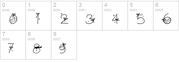 PWChristmasfont numbers 0-9 preview