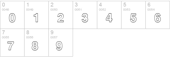 QTHelvet-BoldOutline Regular numbers 0-9 preview