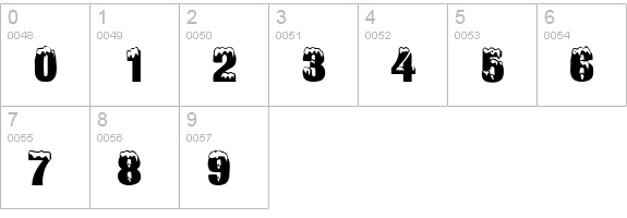 QTSnowCaps Regular numbers 0-9 preview