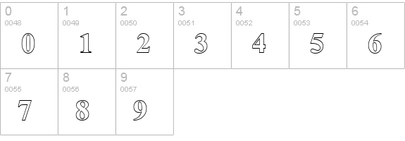 QTTimeOutline Regular numbers 0-9 preview