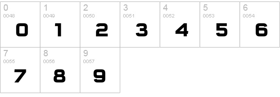 QTypeSquare-Bold numbers 0-9 preview