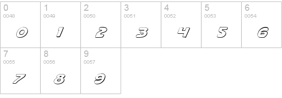 Quartermain Outline Italic numbers 0-9 preview