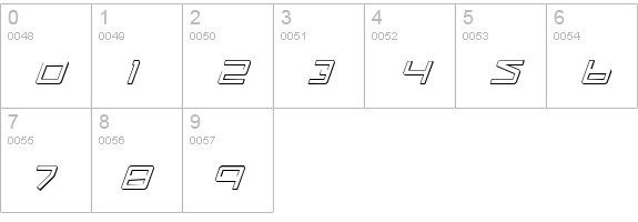 Quasitron 3D Italic numbers 0-9 preview
