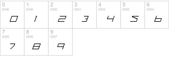 Quasitron Italic numbers 0-9 preview