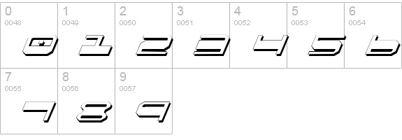 QuickGear Shadow Italic numbers 0-9 preview