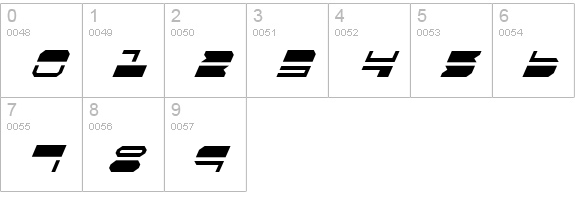 Quickmark Condensed Italic numbers 0-9 preview