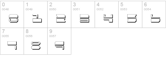 Quickmark Condensed Shadow numbers 0-9 preview