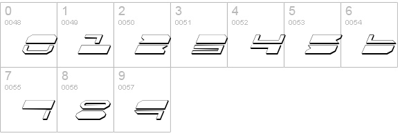 Quickmark Shadow Italic numbers 0-9 preview