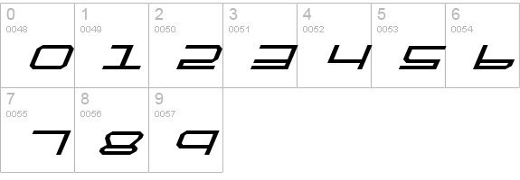 QuickTech Italic numbers 0-9 preview