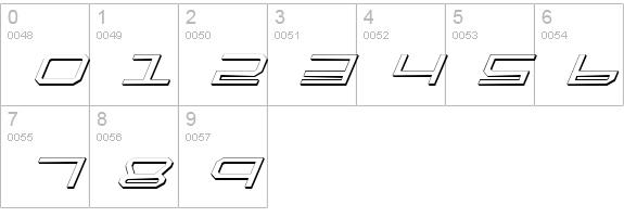 QuickTech Shadow Italic numbers 0-9 preview