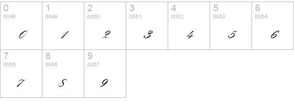 Quill Script SSi Bold numbers 0-9 preview
