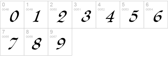 QuillOblique numbers 0-9 preview