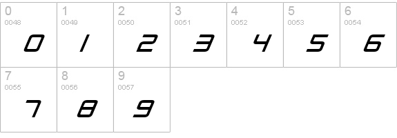 Radio Space Italic numbers 0-9 preview