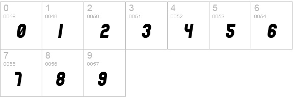 Reflex - Black Italic numbers 0-9 preview