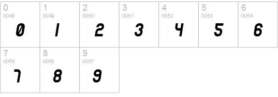 Reflex Bold Italic numbers 0-9 preview
