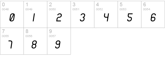 Reflex Italic numbers 0-9 preview