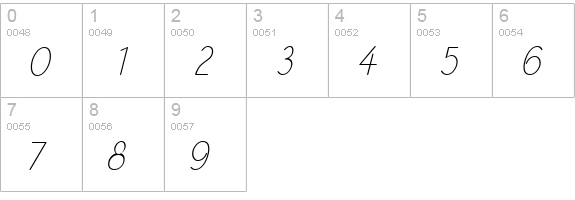 Register Sans BTN CnLt Oblique numbers 0-9 preview