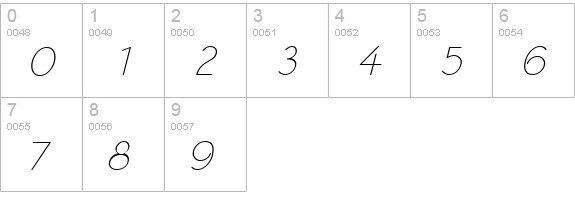 Register Sans BTN Lt Oblique numbers 0-9 preview