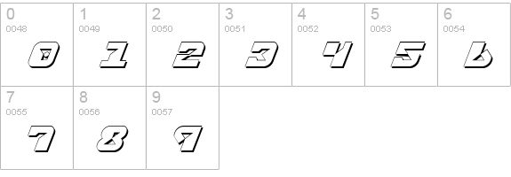 Replicant Shadow Italic numbers 0-9 preview
