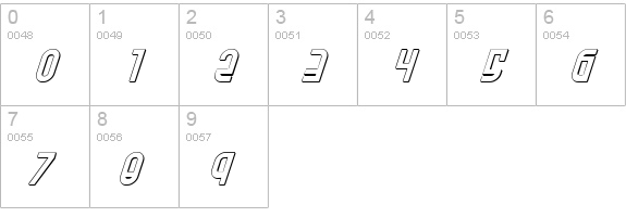 Ro'Ki'Kier Shadow Italic numbers 0-9 preview