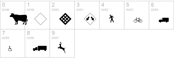 RoadWarningSign numbers 0-9 preview