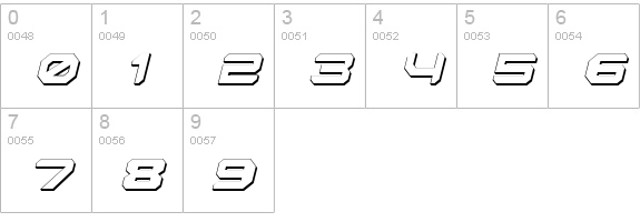 Robotaur 3D Italic numbers 0-9 preview