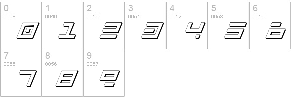 Rocket Type Shadow Italic numbers 0-9 preview