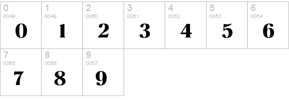 RomanaEF-Bold numbers 0-9 preview