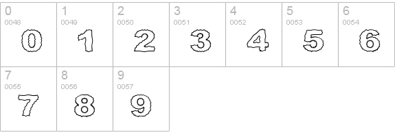 Roughhewn Outline numbers 0-9 preview