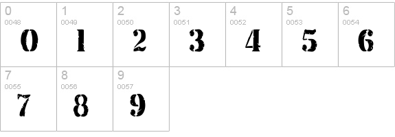 RubberStampCondensed Normal numbers 0-9 preview